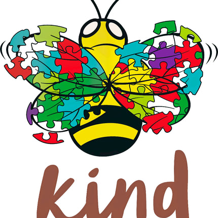 Autism Awareness Bee Kind 100% Cotton Fabric Panel Block T931