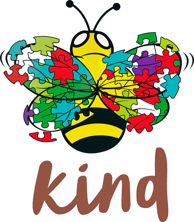 Autism Awareness Bee Kind 100% Cotton Fabric Panel Block T931