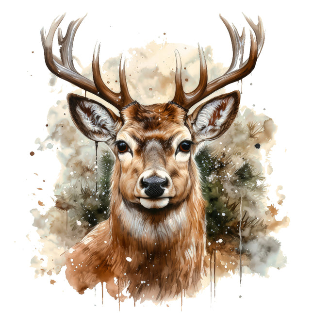 deer with large antlers quilt panel