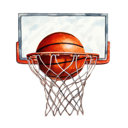 Basketball Hoop 100% Cotton Fabric Panel Block M703