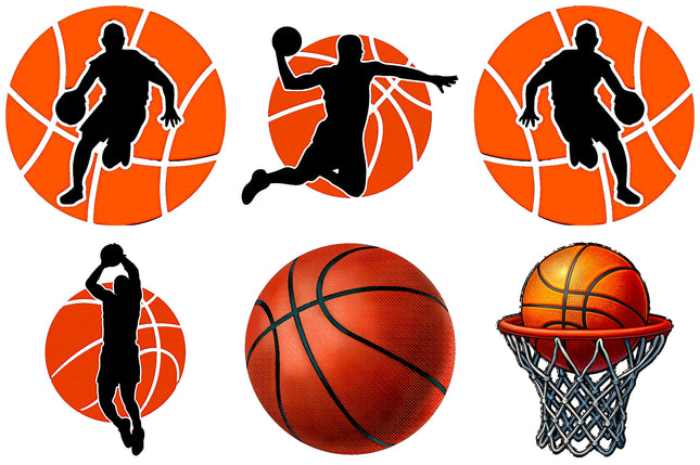 6 Piece 4"x4" Basketball 100% Cotton Fabric Panel Squares Quilting Blocks