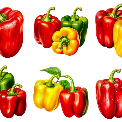 6 Piece 6"x6" Peppers 100% Cotton Fabric Panel Squares Quilting Blocks