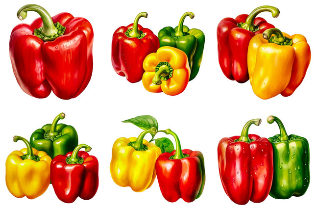 6 Piece 6"x6" Peppers 100% Cotton Fabric Panel Squares Quilting Blocks