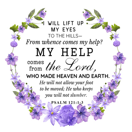 Psalm 121:1-3 Bible Verse Scripture 100% Cotton Fabric Panel Block AC543