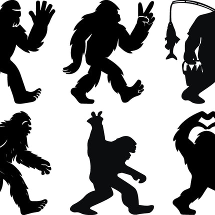 6 Piece 6"x6" Bigfoot Silhouettes 100% Cotton Fabric Panel Squares Quilting Blocks