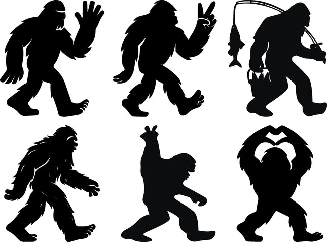 6 Piece 6"x6" Bigfoot Silhouettes 100% Cotton Fabric Panel Squares Quilting Blocks