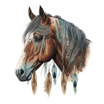 boho horse fabric panel