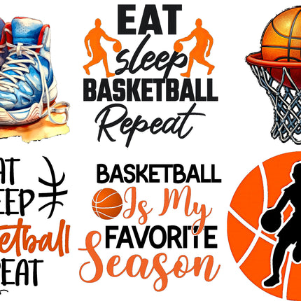 6 Piece 4"x4" Basketball 100% Cotton Fabric Panel Squares Quilting Blocks