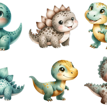 6 Piece 4"x4" Dinosaurs 100% Cotton Fabric Panel Squares Quilting Blocks