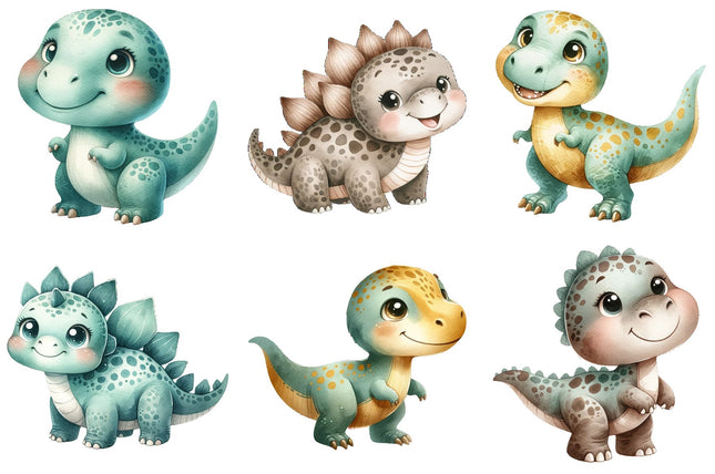 6 Piece 4"x4" Dinosaurs 100% Cotton Fabric Panel Squares Quilting Blocks