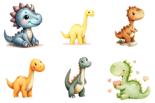 6 Piece 6"x6" Dinosaurs 100% Cotton Fabric Panel Squares Quilting Blocks