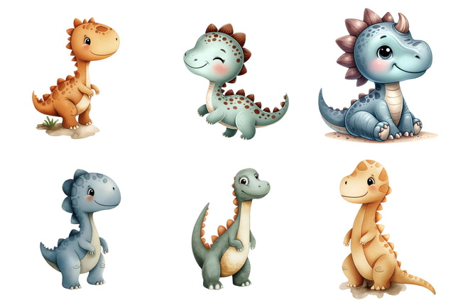 6 Piece 5"x5" Dinosaurs 100% Cotton Fabric Panel Squares | Quilting Blocks