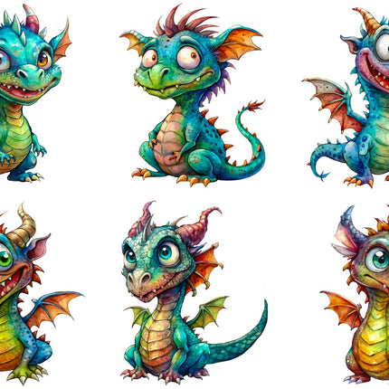 6 Piece 6"x6" Dragons 100% Cotton Fabric Panel Squares Quilting Blocks