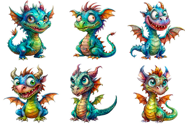 6 Piece 6"x6" Dragons 100% Cotton Fabric Panel Squares Quilting Blocks