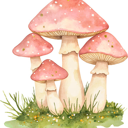 Fairy Mushrooms 100% Cotton Fabric Panel Block AC1940