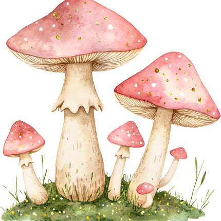 Fairy Mushrooms 100% Cotton Fabric Panel Block AC1990