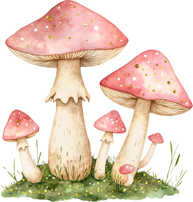 Fairy Mushrooms 100% Cotton Fabric Panel Block AC1990