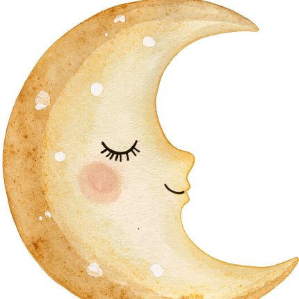 smiling crescent moon fabric panel