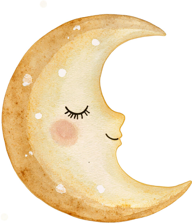 smiling crescent moon fabric panel