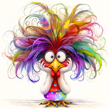 Colorful cartoon character with a vibrant hairstyle fabric panel