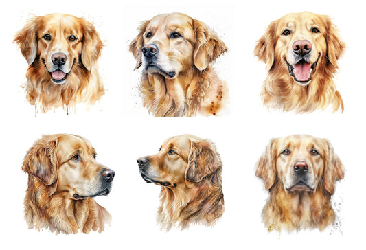 6 Piece 3"x3" Golden Retriever 100% Cotton Fabric Panel Squares | Quilting Sewing Blocks