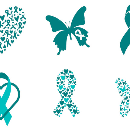 6 Piece 3"x3" Teal Ribbon 100% Cotton Fabric Panel Squares | Quilting Blocks