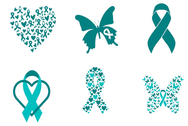 6 Piece 5"x5" Teal Ribbons 100% Cotton Fabric Panel Squares | Quilting Blocks