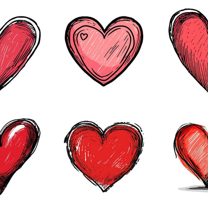 6 Piece 3"x3" Red Hearts 100% Cotton Fabric Panel Squares Quilting Blocks