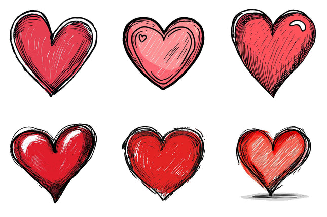 6 Piece 6"x6" Red Hearts 100% Cotton Fabric Panel Squares Quilting Blocks