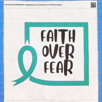 teal ribbon fabric panel