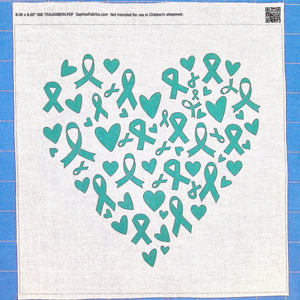 teal ribbon fabric panel