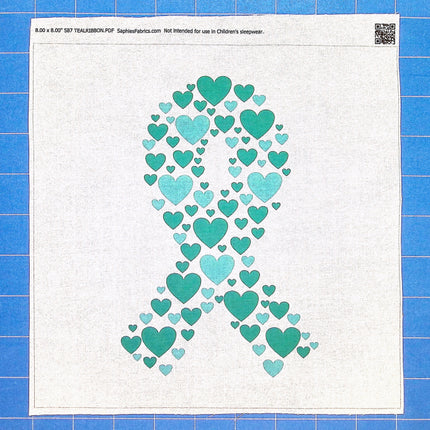 teal ribbon fabric panel