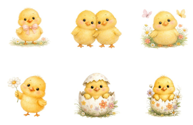 Set of cute cartoon chicks quilt blocks