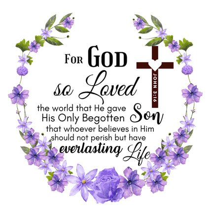 John 3:16 Bible Verse Scripture 100% Cotton Fabric Panel Block AC529