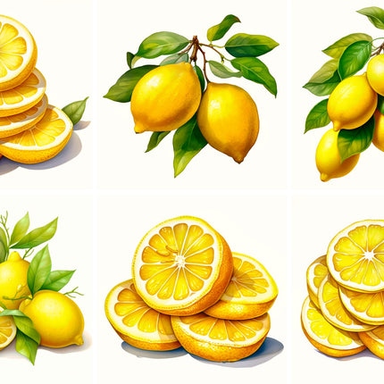 6 Piece 4"x4" Lemons 100% Cotton Fabric Panel Squares Quilting Blocks