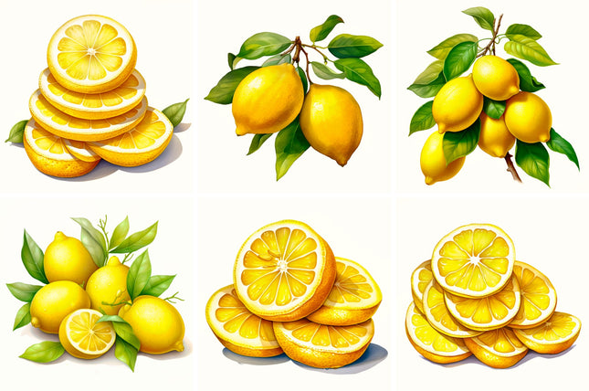 6 Piece 6"x6" Lemons 100% Cotton Fabric Panel Squares Quilting Blocks