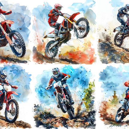 Six dirt bike quilt blocks