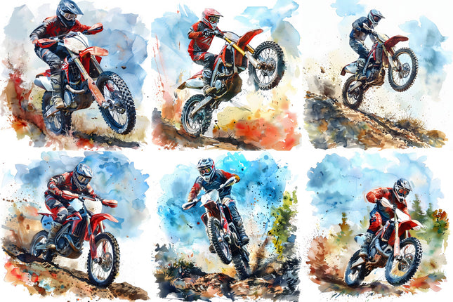Six dirt bike quilt blocks