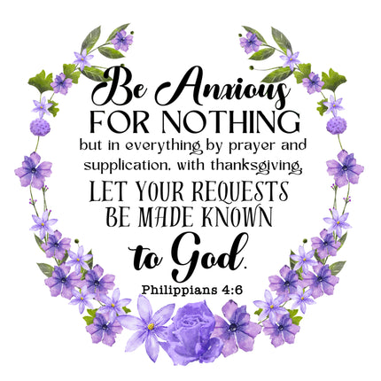 Philippians 4:6 Bible Verse Scripture 100% Cotton Fabric Panel Block AC526