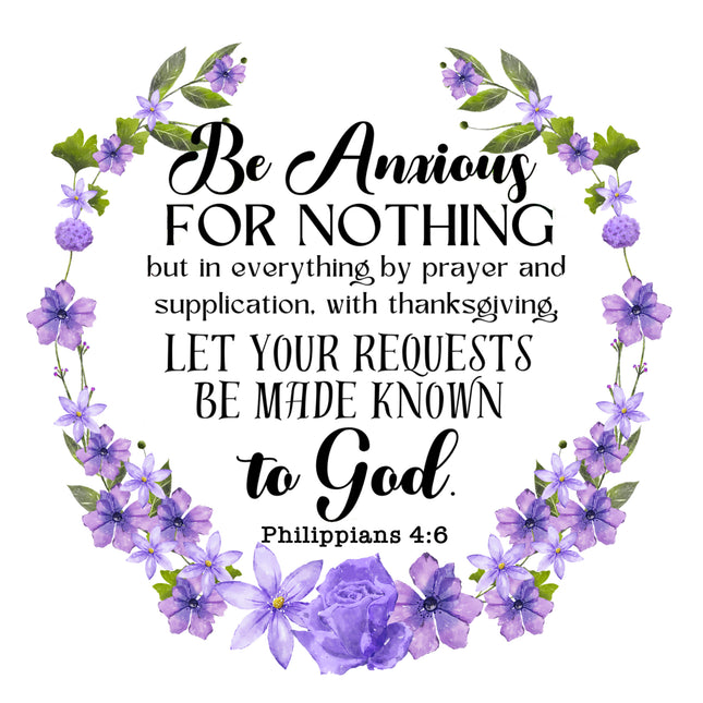 Philippians 4:6 Bible Verse Scripture 100% Cotton Fabric Panel Block AC526