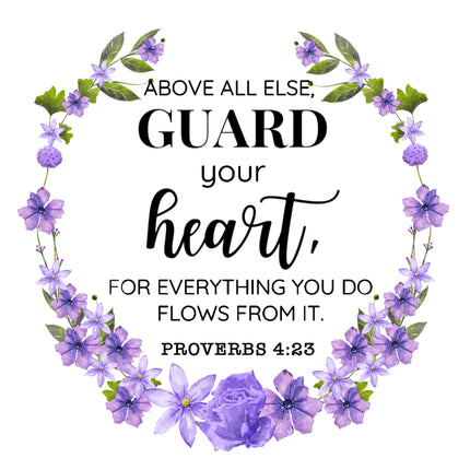 Proverbs 4:23 Bible Verse Scripture 100% Cotton Fabric Panel Block AC521