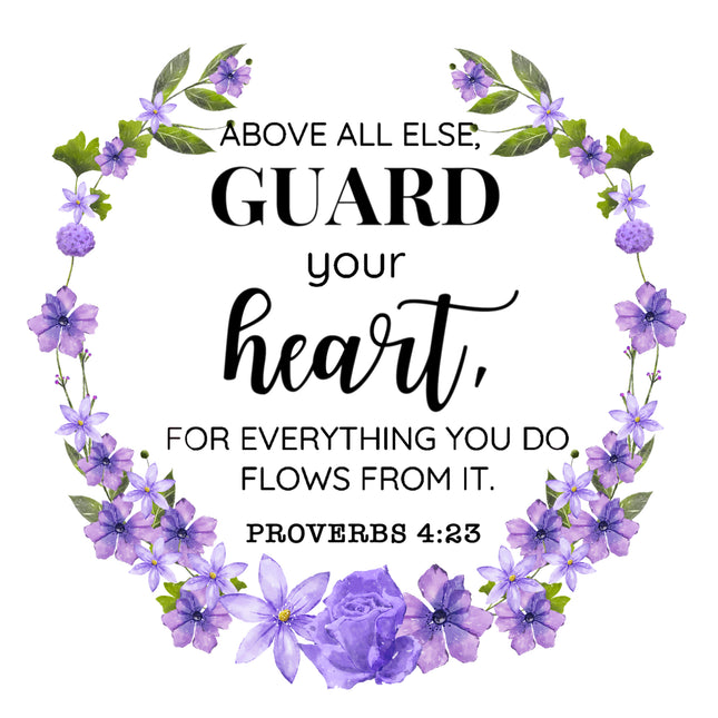 Proverbs 4:23 Bible Verse Scripture 100% Cotton Fabric Panel Block AC521