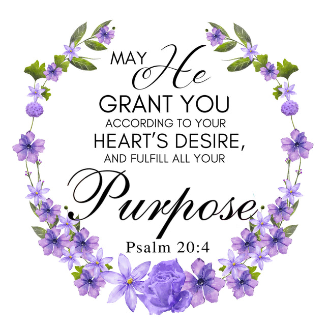 Psalm 20:4 Bible Verse Scripture 100% Cotton Fabric Panel Block AC519