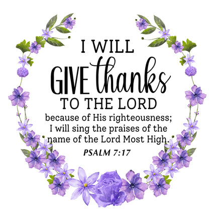 Psalm 7:17 Bible Verse Scripture 100% Cotton Fabric Panel Block AC518