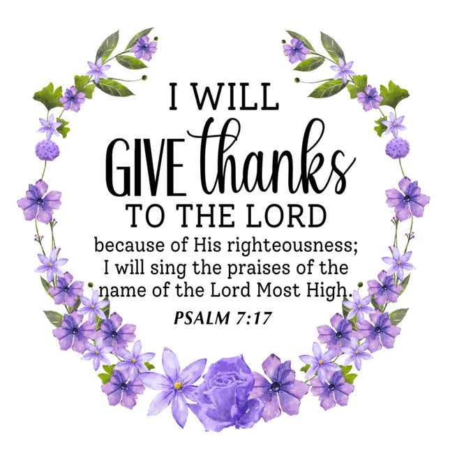 Psalm 7:17 Bible Verse Scripture 100% Cotton Fabric Panel Block AC518