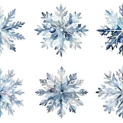 6 Piece 5"x5" Snowflake 100% Cotton Fabric Panel Squares | Quilting Blocks