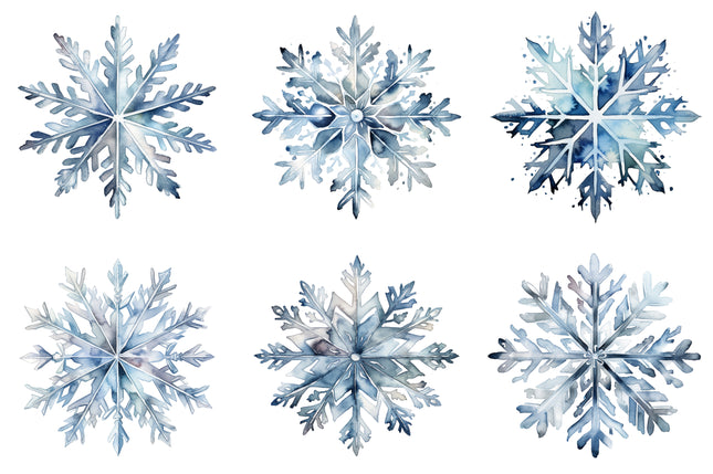 6 Piece 6"x6" Snowflakes 100% Cotton Fabric Panel Squares | Quilting Blocks
