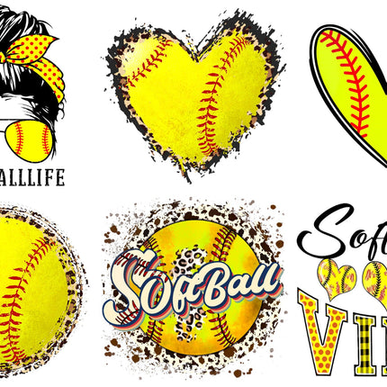 6 Piece 6"x6" Softball 100% Cotton Fabric Panel Squares Quilting Blocks