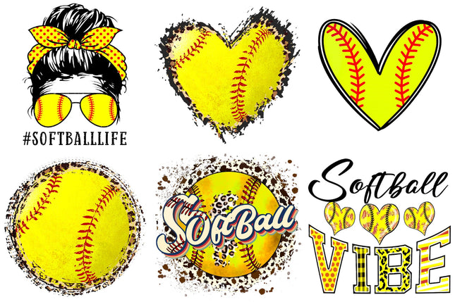 6 Piece 6"x6" Softball 100% Cotton Fabric Panel Squares Quilting Blocks