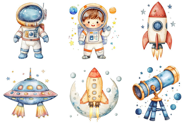 6 Piece 3"x3" Astronaut Space 100% Cotton Fabric Panel Squares Quilting Blocks